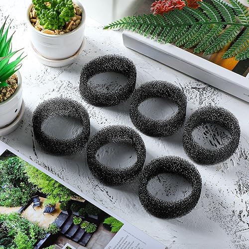 Miniatura 6 de Enhon 16 filtros de espuma para fuente de mascotas, esponja redonda, filtro negro, filtro de espuma para fuente de gato, filtro de repuesto para
