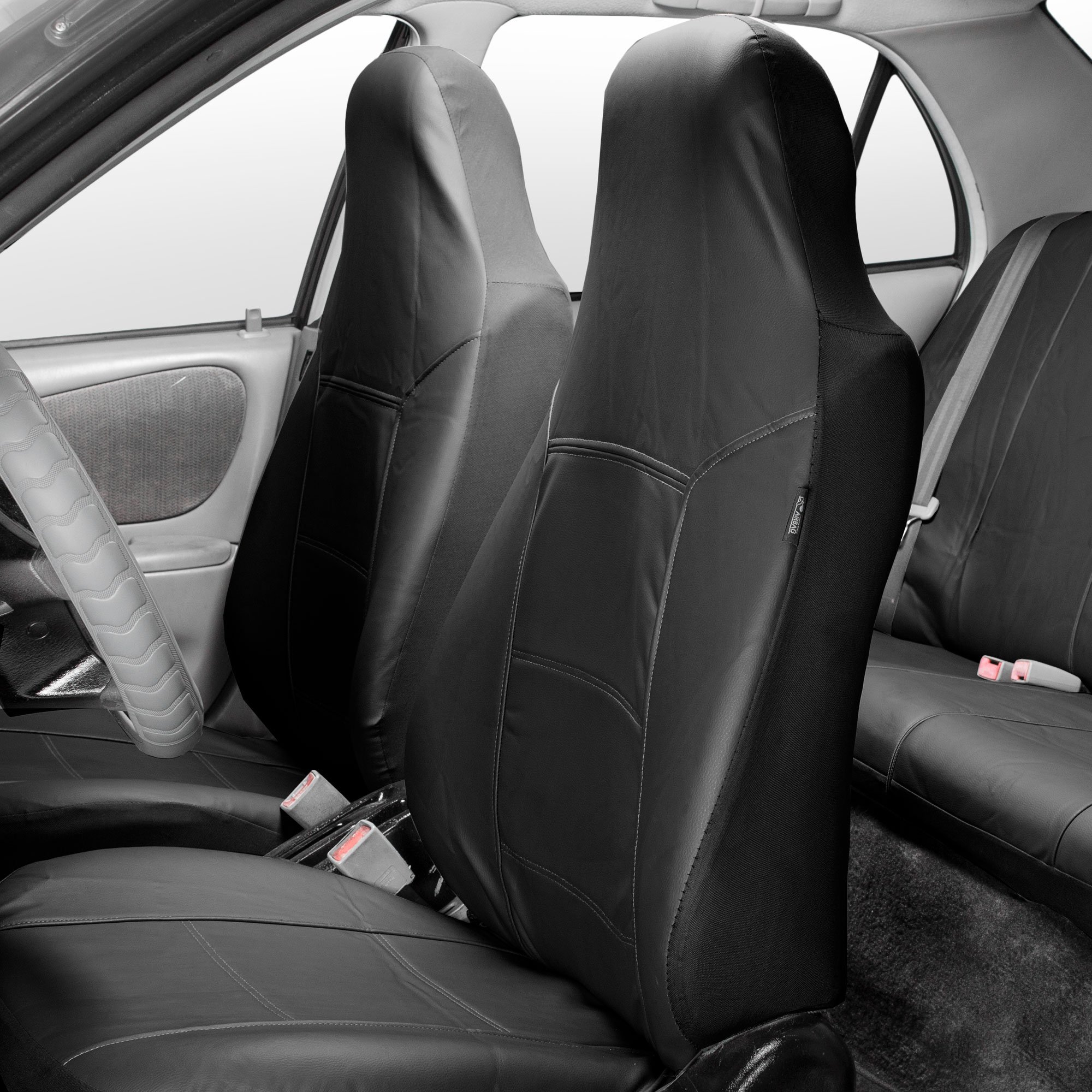 FH Group Car Seat Covers Full Set Royal Seat Cover-Universal Fit BLACK, Automotive Seat Covers, 1-Piece Front Seat Covers, Airbag Compatible, Split Bench Rear Seat Cover, Car Seat Cover for SUV, Sedan