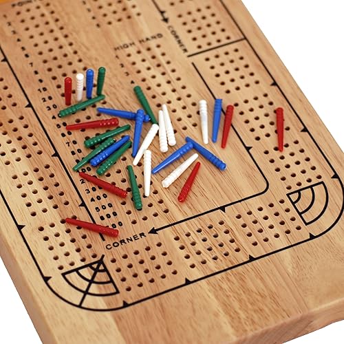 Miniatura 5 de WE Games Cribbage - Juego de mesa de viaje, cuna de viaje con almacenamiento de tarjetas y clavijas de plástico, tablero único de 4 pistas, juego de
