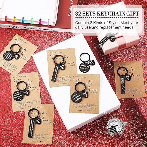 Miniatura 6 de 48 piezas de regalos de agradecimiento a los empleados incluyen 24 llaveros de agradecimiento, 24 tarjetas de deseos, regalo de agradecimiento,