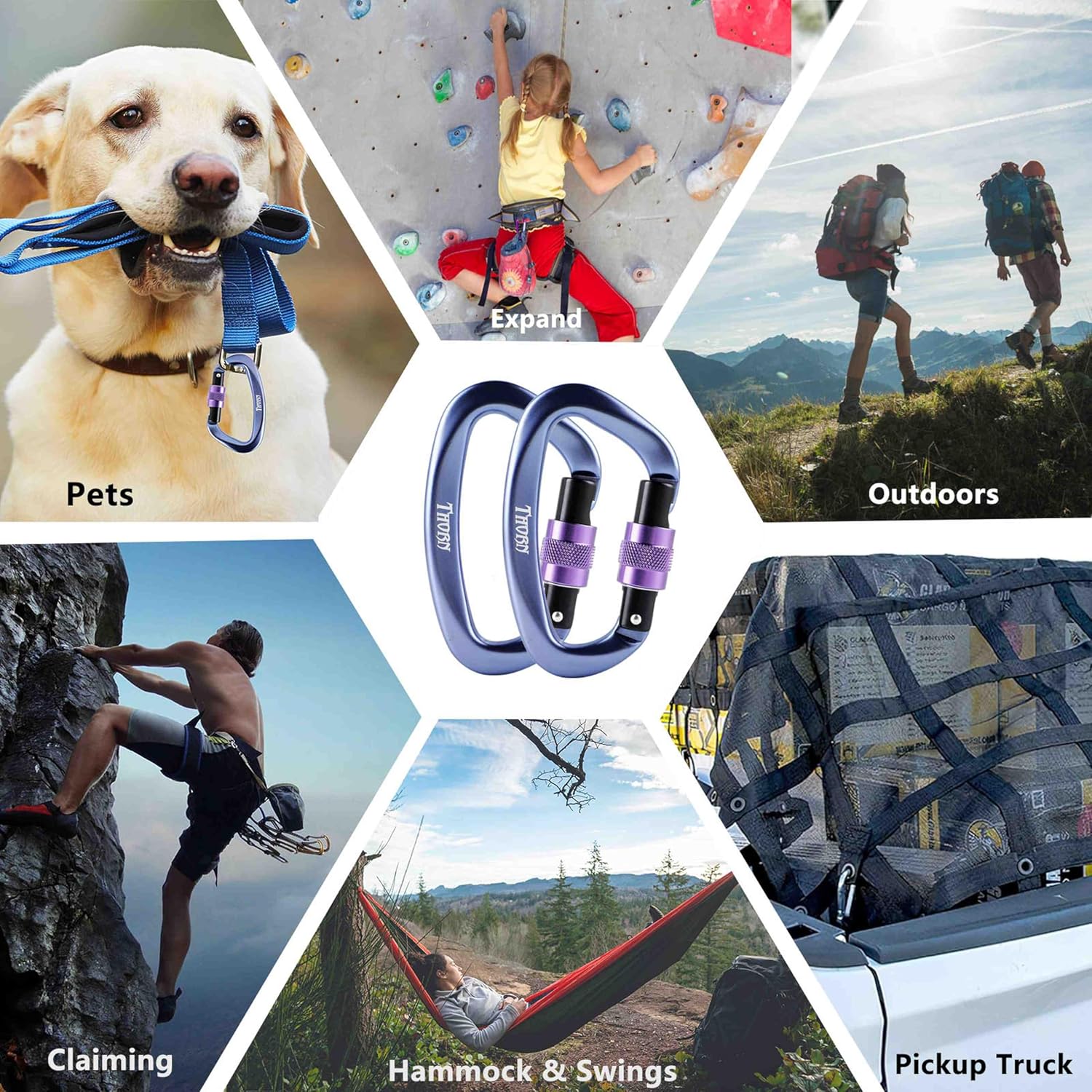 Climbing Locking Carabiner Clip Rappelling - Thorn 25KN Heavy Duty Large Screwgate Carabiners Clips for Rock Climbing,Mountaineer,Hammock,Camping,Gym - Image 4