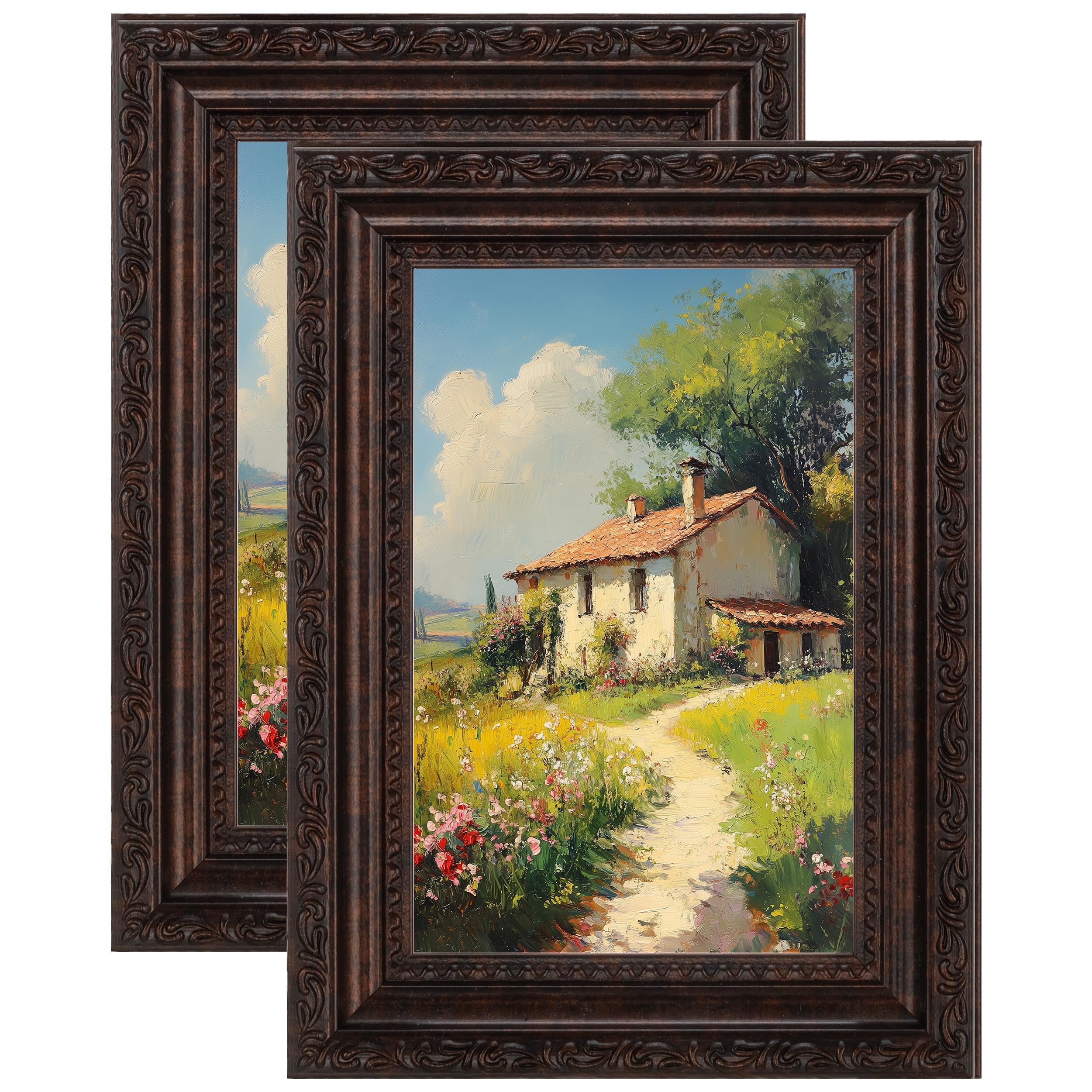 eletecpro 4x6 Vintage Picture Frame, Glass Cover, Brown, 2-Pack