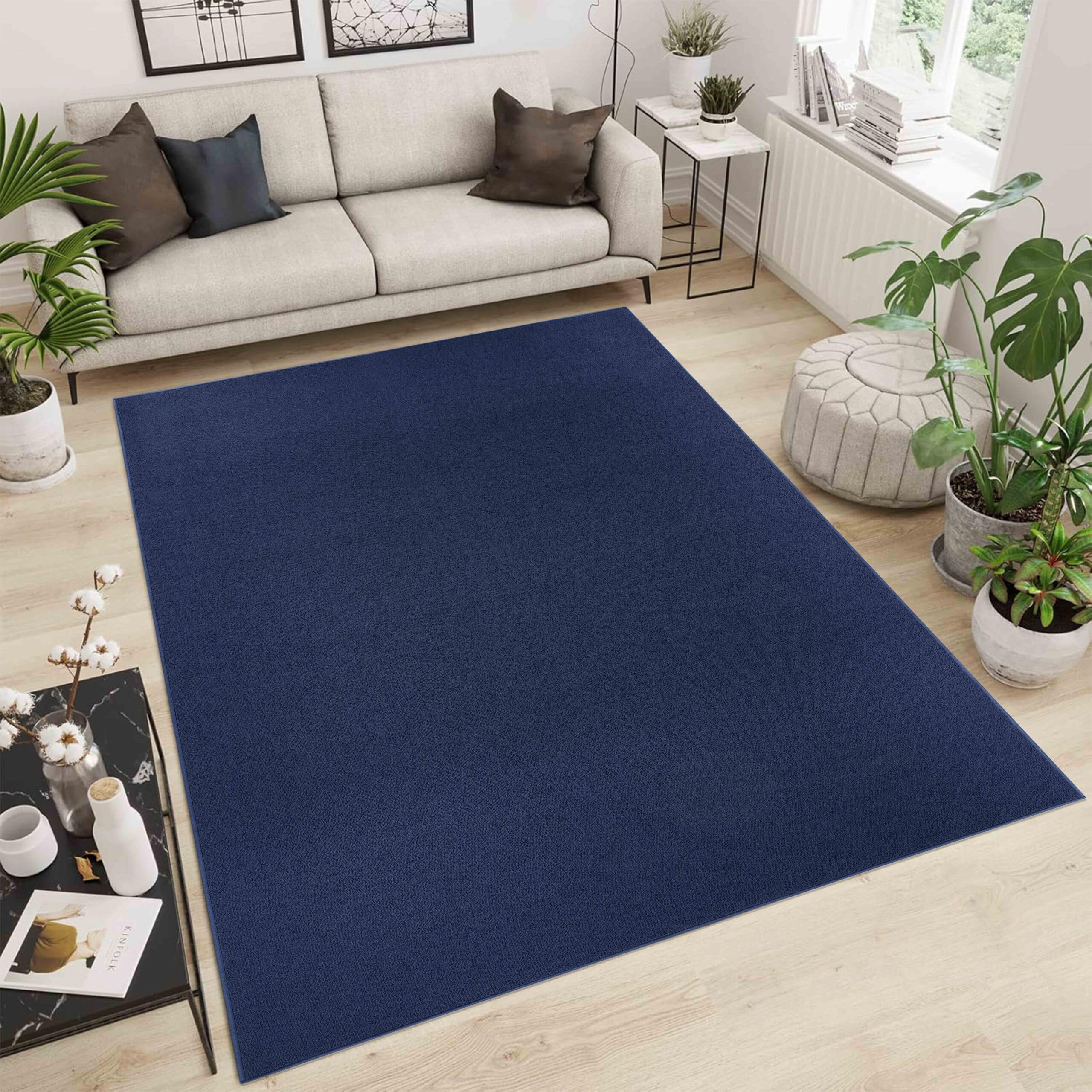 Rugs by Desire Simple Low Pile Plain Living Room Area Rug, Navy, 200x290cm