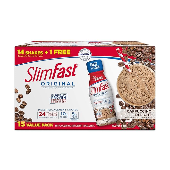 Buy SlimFast Meal Replacement Shake, Original Cappuccino Delight, 10g