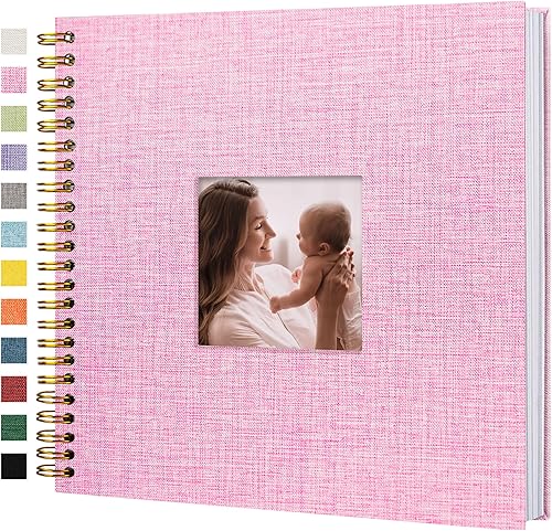 Vista 85 de Funda de lino para álbum de fotos, 10 x 10 pulgadas, tapa dura, papel de estraza blanca, libro de memorias, para viajes, bodas, libro de invitados