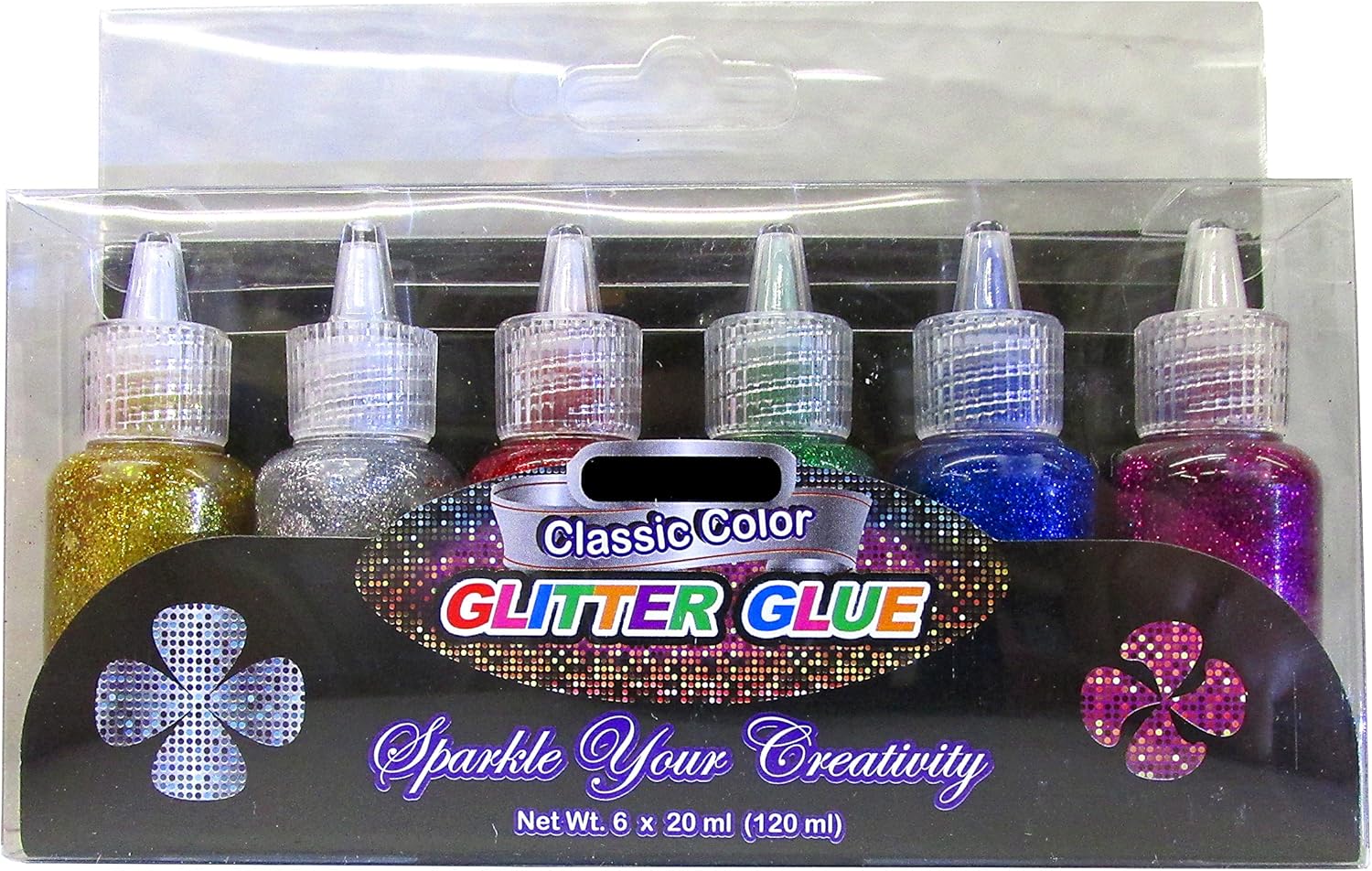 BAZIC Products 6 Color Glitter Glue Set 20 Milliliter Bottles - Classic Colors - Green, Gold, red, Silver, Blue, and Purple : Arts, Crafts & Sewing
