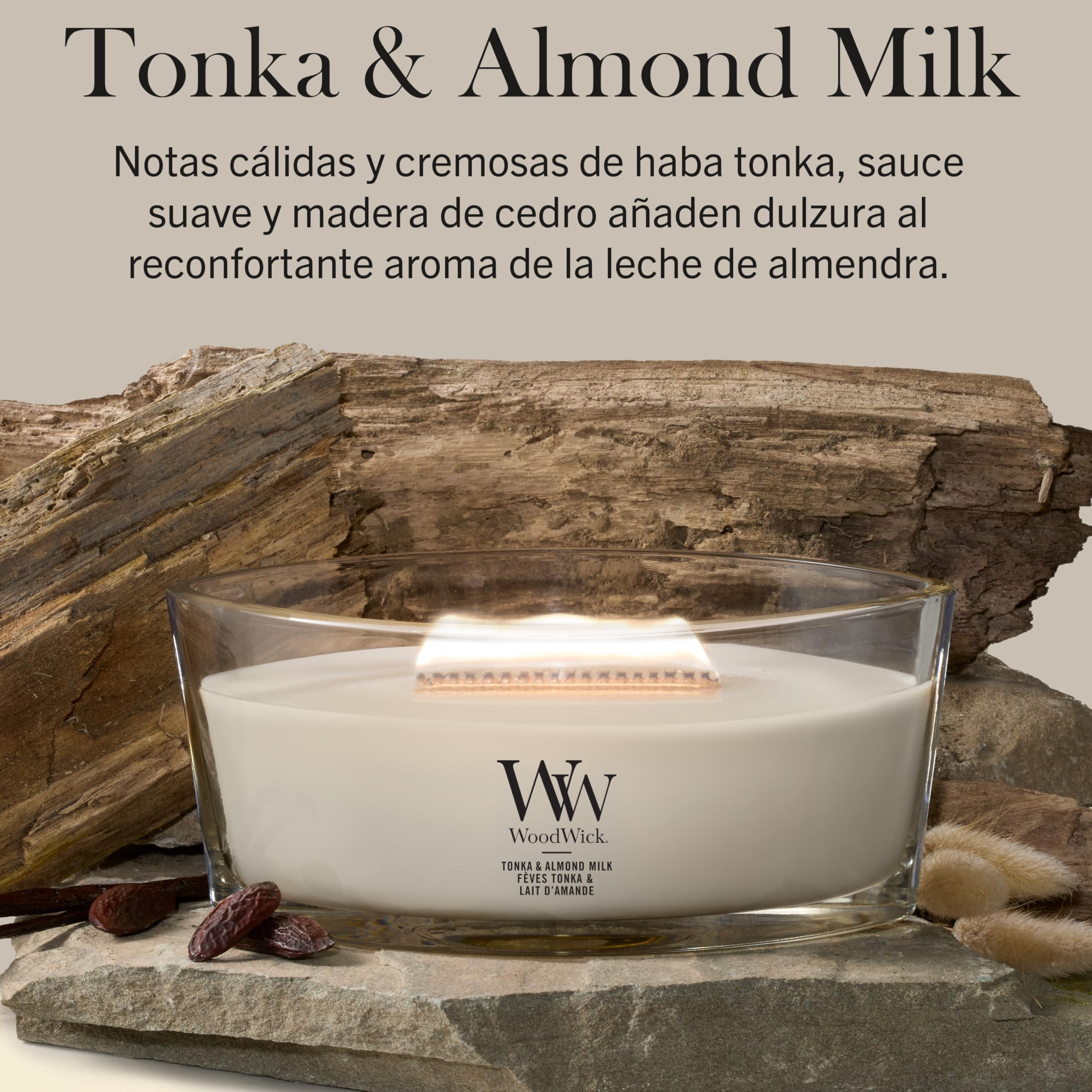 WoodWick | Świeca Elipse | Tonka & Mleko migdałowe | Świetny prezent dla kobiet