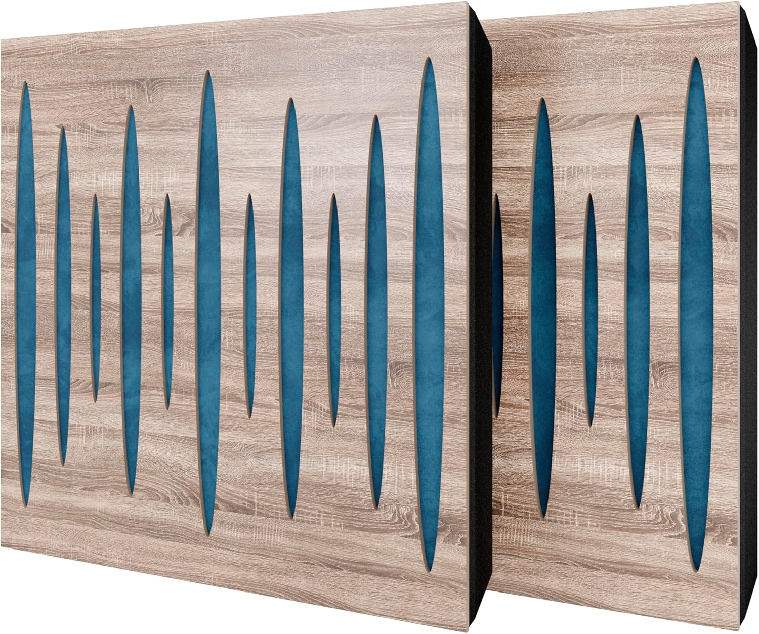 2 Pack — Diffuse Sound-Absorbing Acoustic Panel with Velvet Fabric & Mounting Kit | 50x50x5cm | Reflection - Soundproofing | Home Acoustic Treatment [PULSAR - Sonoma | Blue]