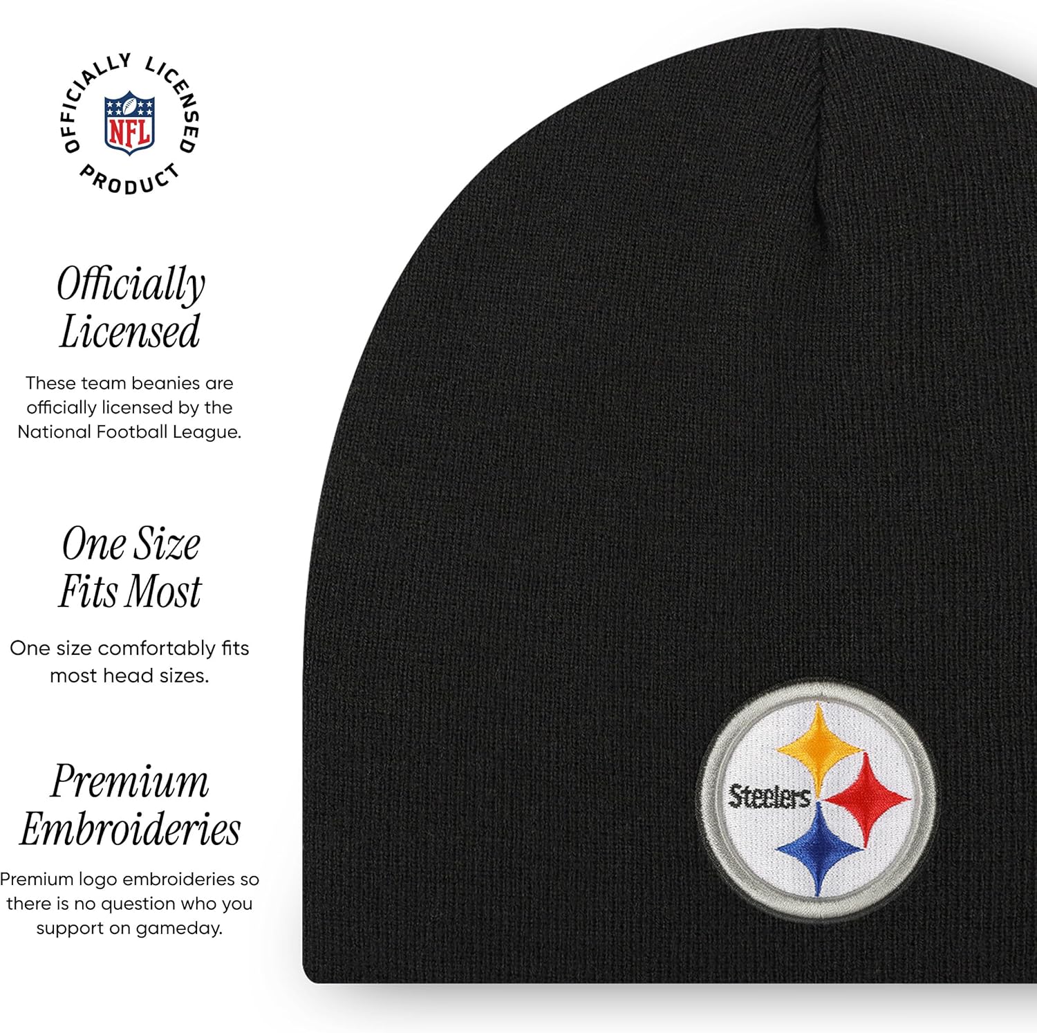FOCO NFL Mens NFL Team Logo Basic Skull Beanie Hat - Image 4