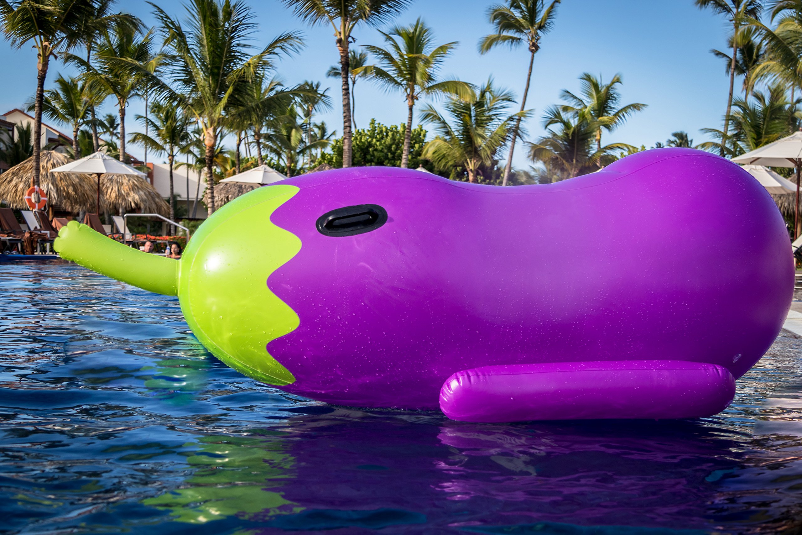 UAre Inflatable Emoji Eggplant Pool Float Large Swimming Pool Raft 5Foot Long Rideable Pool