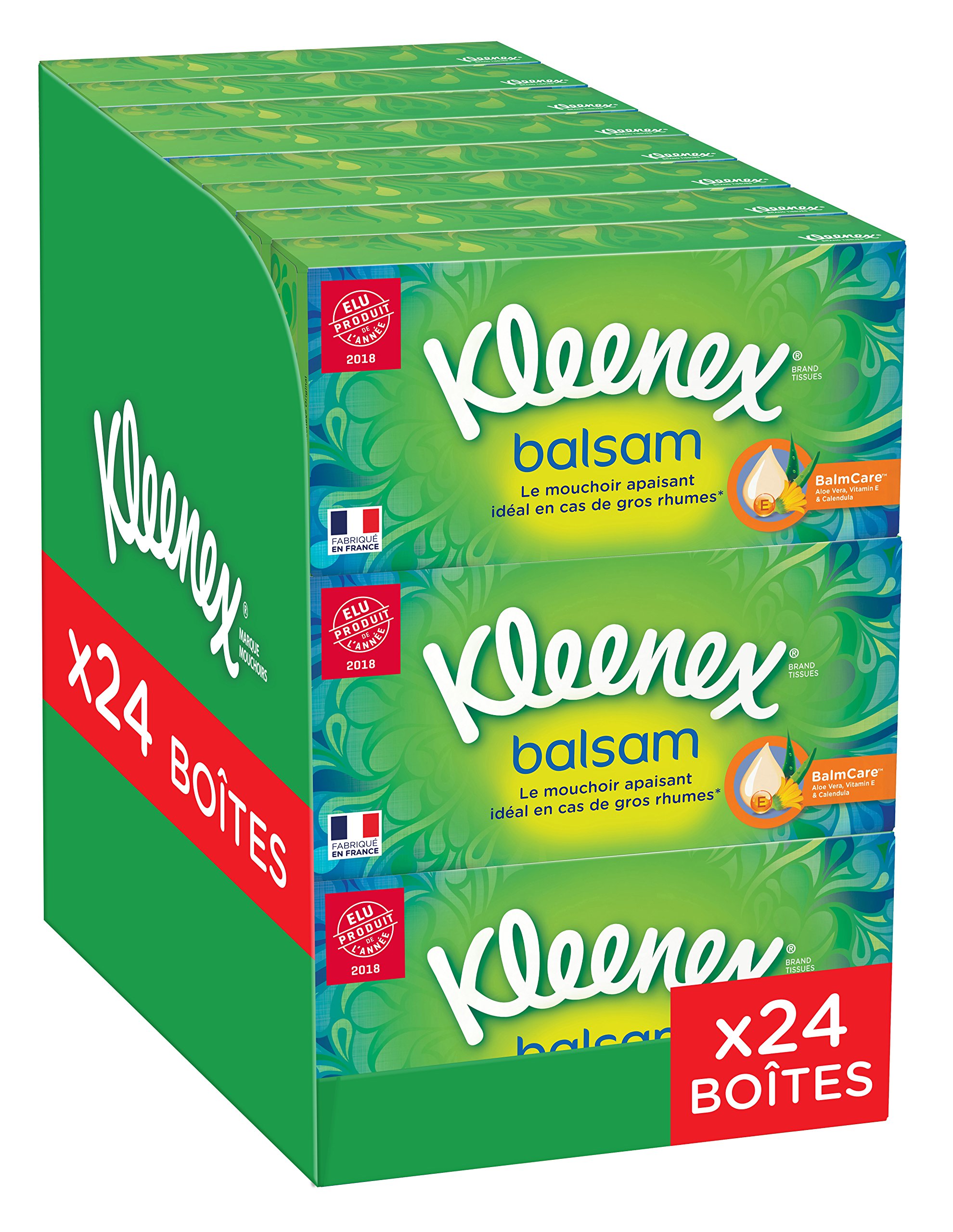 Kleenex 3392451 Balsam Tissues Pack of 24 Boxes of Paper Enriched with Calendula Balm
