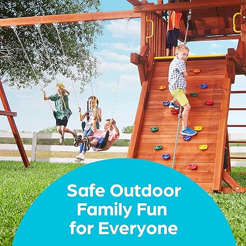 Miniatura 9 de Jungle Gym Kingdom 2 colgadores de oscilación para juegos de madera espacio de juegos interior o exterior trapecio para yoga mosquetones colgantes