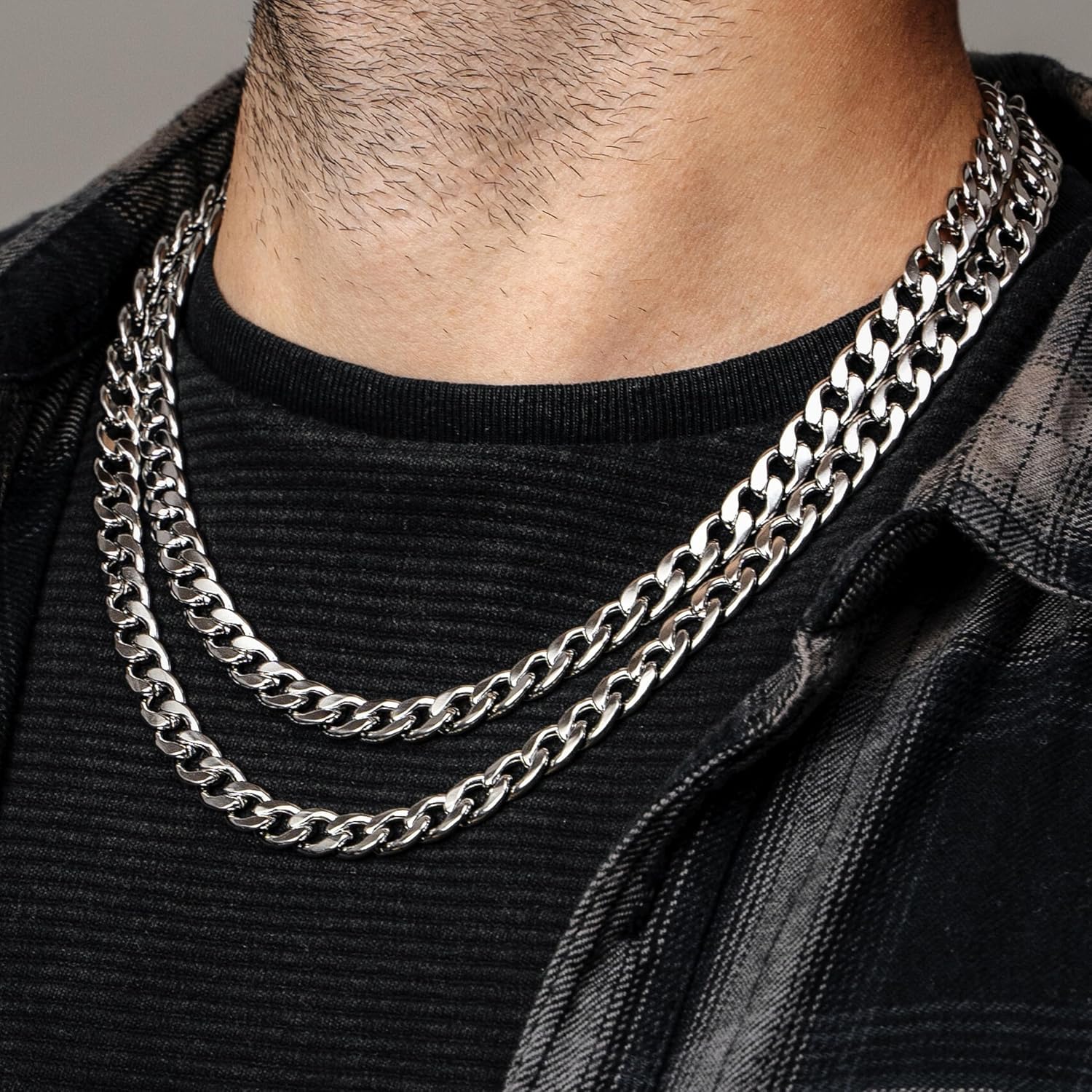 Silvadore Silver Cuban Link Chain for Men Necklace (9mm) - 925 Silver Plated Stainless Steel Chain for Men - Thick, Flat, Non-Tarnish & Waterproof Jewelry - GIFT-READY - (18/20/22/24 inch) - Image 2