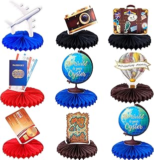 Travel Theme Party Decorations Let The Adventure Begin Table Honeycomb Centerpieces for Graduation Retirement Job Career Change Farewell Party Supplies