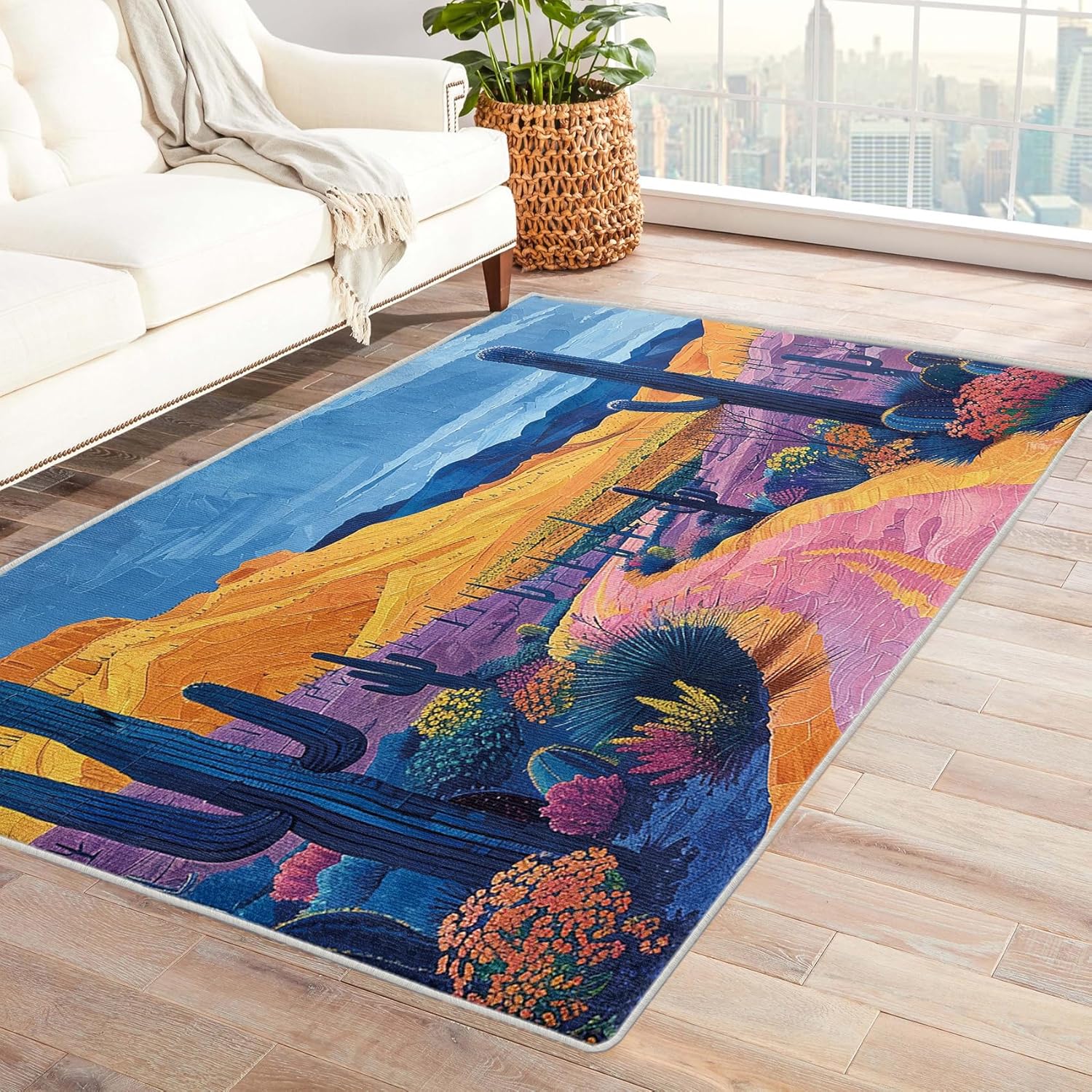 Generic Abstract Rugs for Living Room - 2x3 Rug - Abstract Rug - Colorful Weird Ripple Area Rug - Multicolor Hippie Rugs - Art Deco Carpet