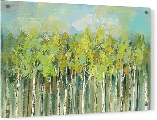 Miniatura 4 de Epic Art 'April Tree Tops' de Silvia Vassileva, arte de pared de vidrio acrílico, 24 x 16 pulgadas