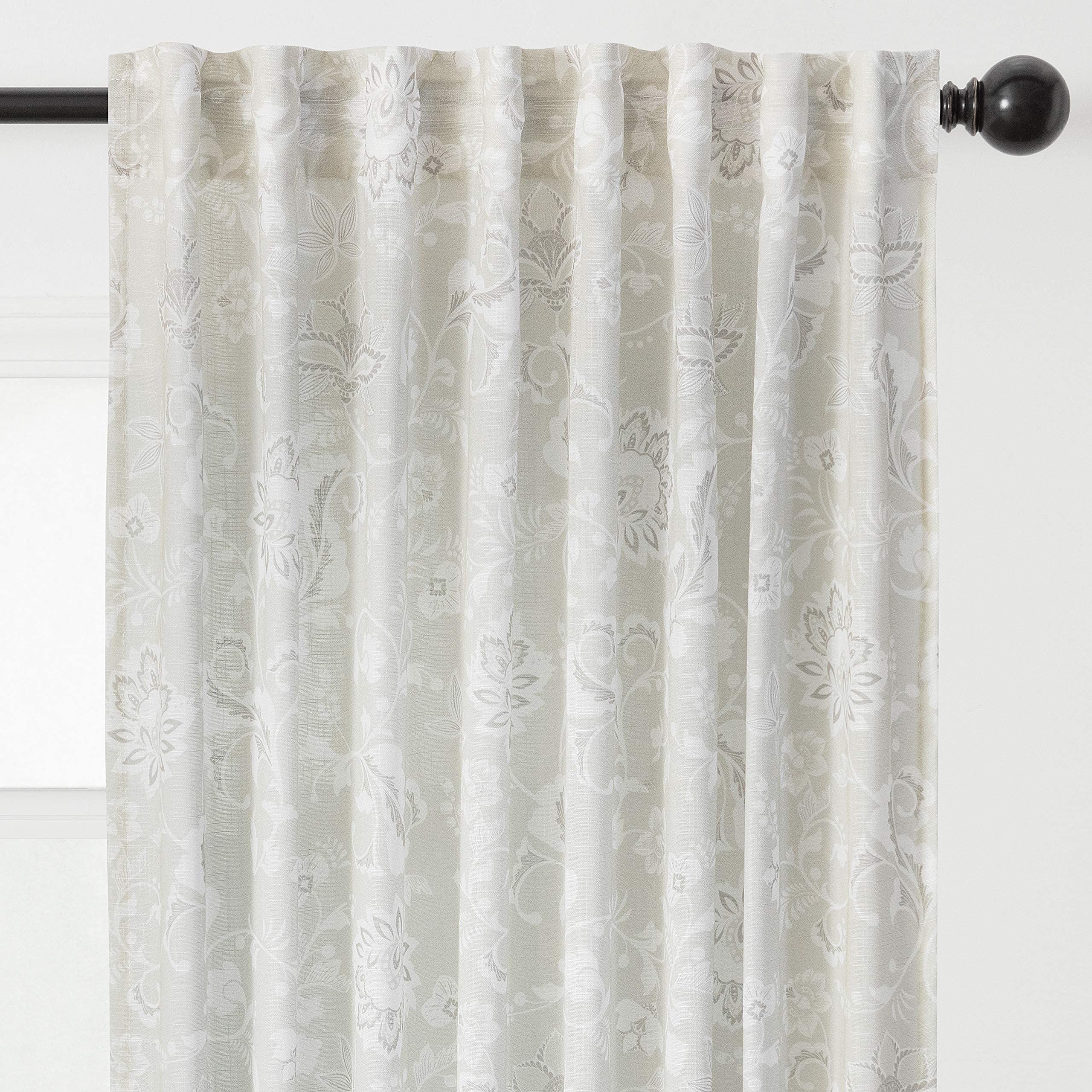 MIULEE Tende Ricamate a Foglie Trasparenti per Soggiorno e Camera da Letto - Eleganti e Moderne Con Occhielli, Set di 2 Pezzi 140X240 cm Bianco