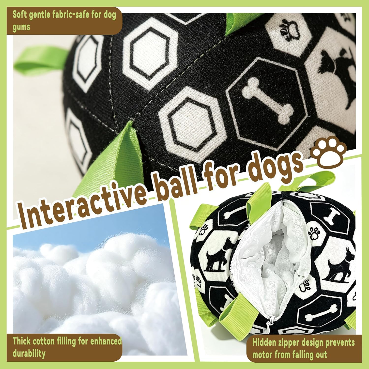 Automatic Bouncing Interactive Dog Ball Toy, Rechargeable Moving Soccer Ball with Tear Resistant Straps, Fun Sound Activated Pet Play Ball for Small Medium Dogs, IP54 Waterproof image 5