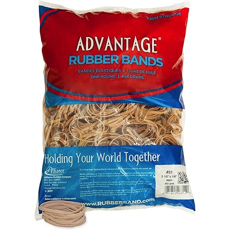 Alliance #31 Superior Natural Rubber Bands, 850 Per Pound