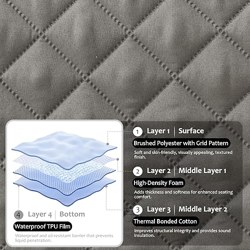 Miniatura 5 de Fundas para sofá modular, impermeables, 6 unidades, en forma de L, lavables, antideslizantes, fundas para sofá seccional, suaves y grandes en forma