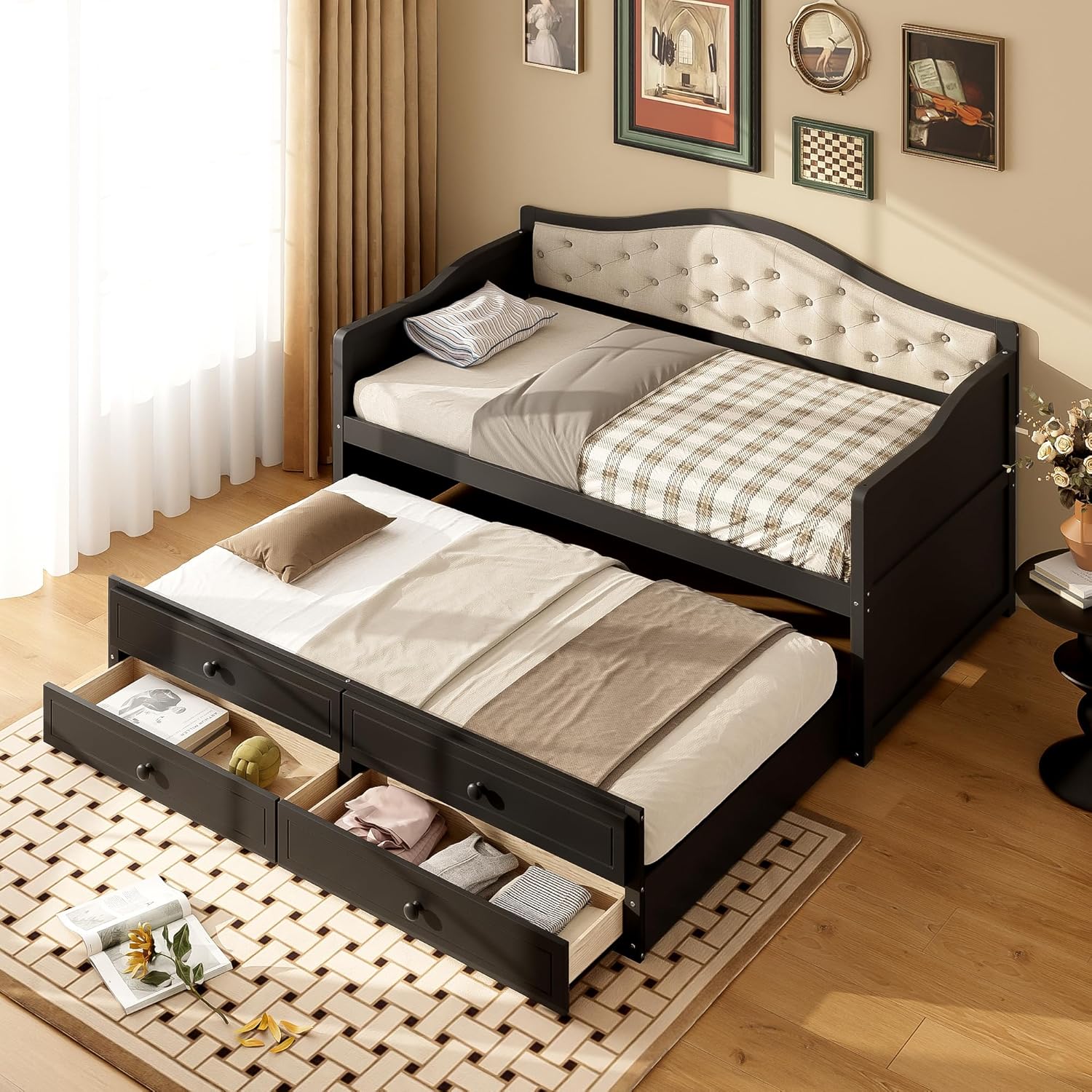 Merax Twin Size Daybed with Trundle and Drawers