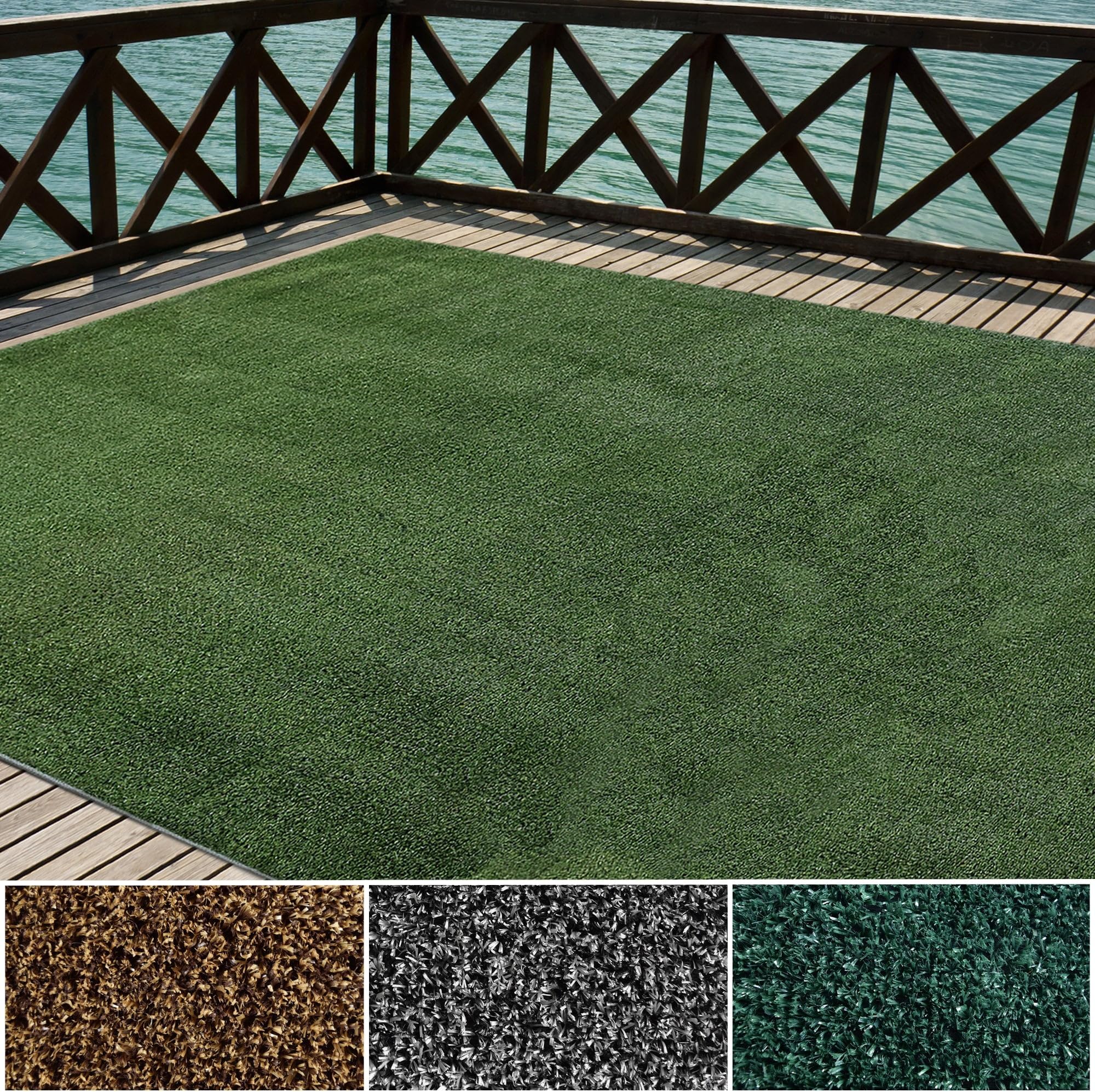 Indoor/Outdoor Turf Rugs and Runners in Green 4' X 8' Low Pile Artificial Grass in Many Custom Sizes and Widths with Finished Edges with Binding Tape