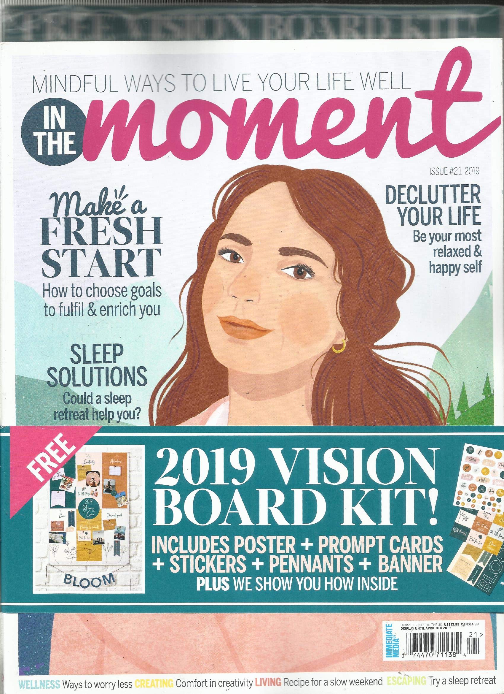 IN THE MOMENT MAGAZINE, MINDFUL WAYS TO LIVE YOUR LIFE WELL, ISSUE, 2019 # 21 ( PLEASE NOTE :: ALL THESE MAGAZINES ARE PET & SMOKE FREE MAGAZINES. NO ADDRESS LABEL. FRESH FROM NEWSSTAND ) ( SINGLE ISSUE MAGAZINE )