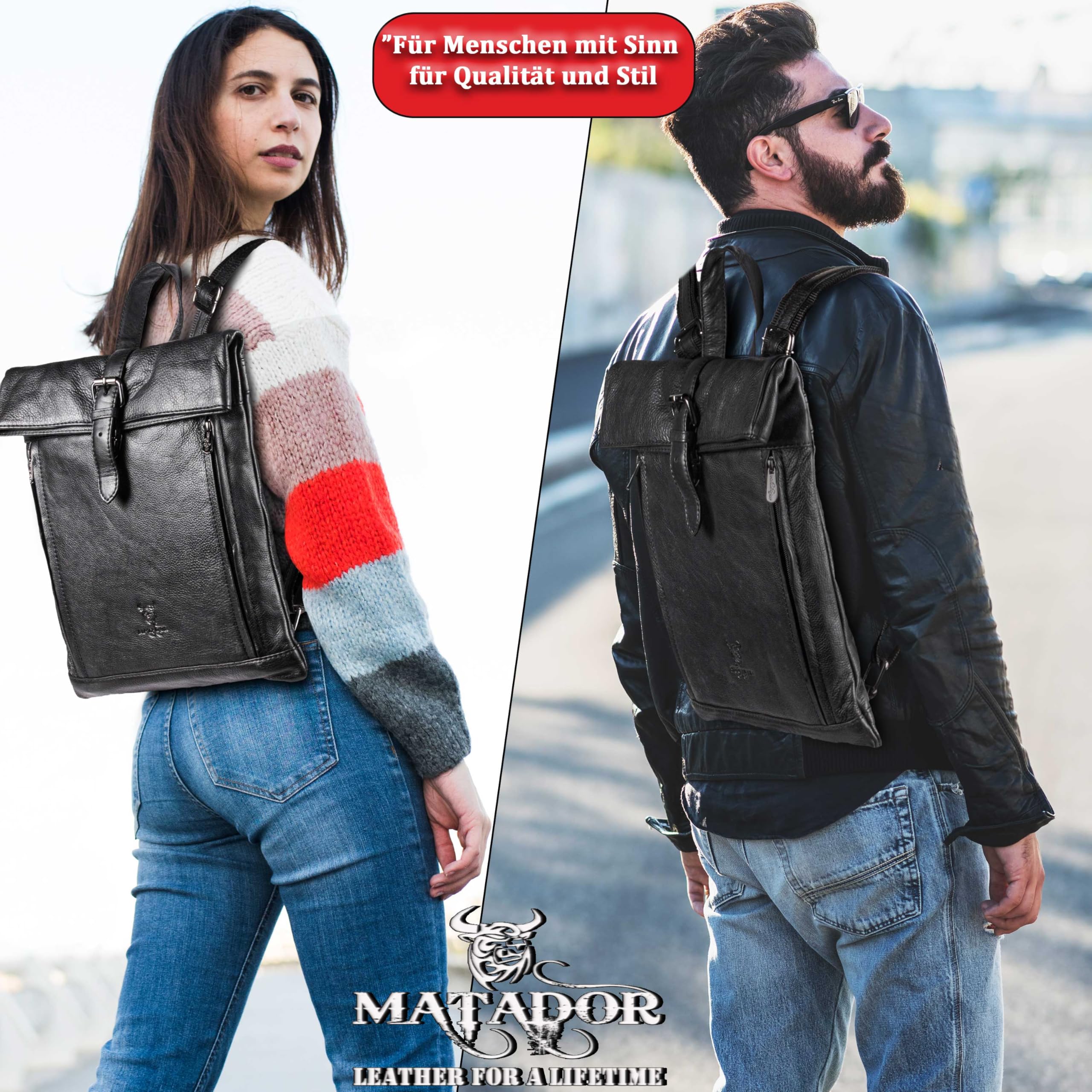 MATADOR Rolltop plecak damski ze skóry 'Maastricht' | skórzany plecak damski torba skórzana damska | plecak dzienny plecak damski plecak miejski plecak damski plecak damski plecak damski plecak