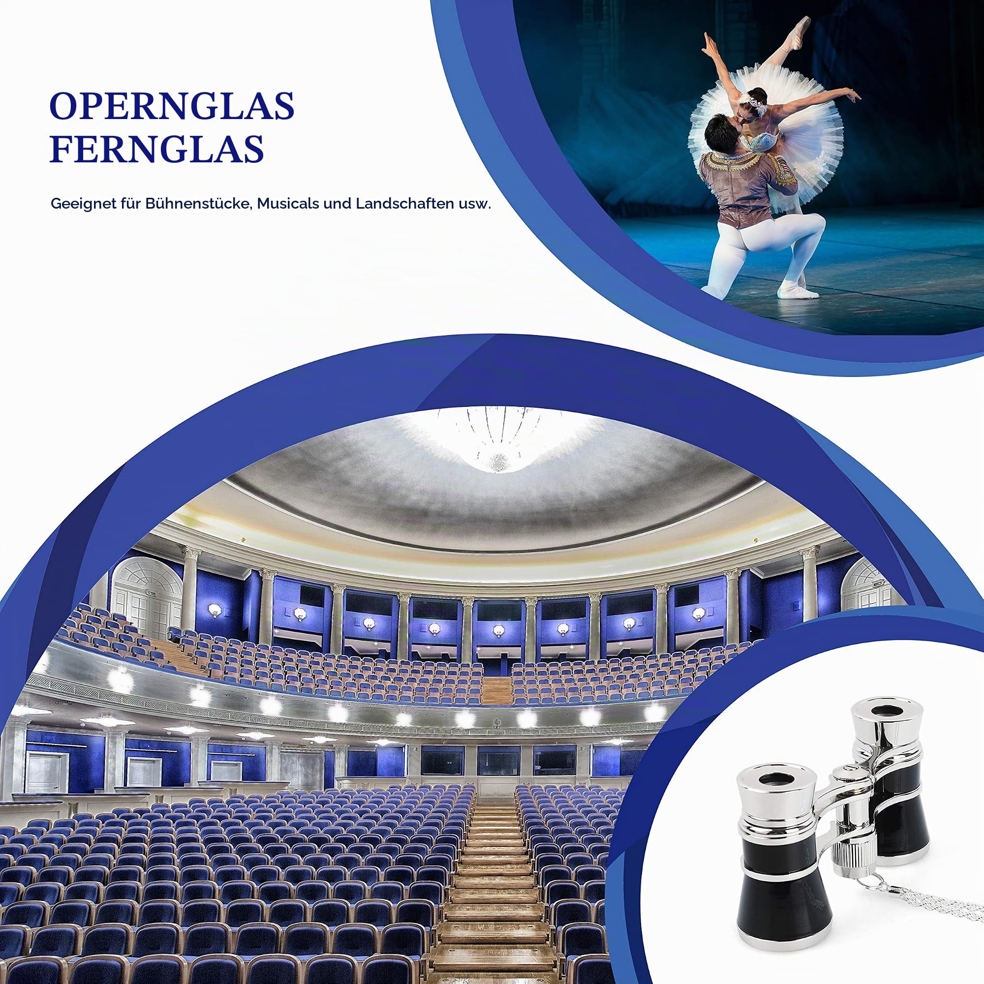 Fernglas mit 3-fach Vergrößerung für Theater, Oper, Pferderennen, AO3004, 3 x 25, von Aomekie