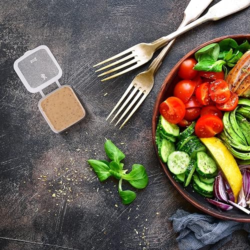 Miniatura 9 de RIKICACA Recipientes de 4 onzas y 2 onzas con tapas (paquete de 200), pequeños recipientes de plástico para condimentos con tapas, vasos de