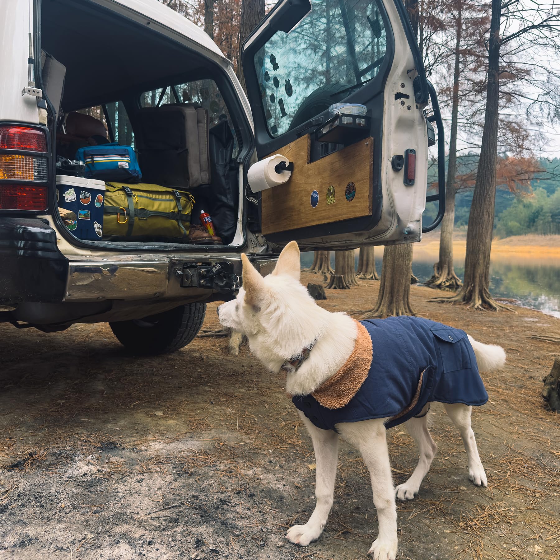 Sedona Dawn Hunde-Winterjacke für mittelgroße und große Hunde, Hunde-Wintermantel, warmes Sherpa-Fleece gefüttert, Segeltuch, Hundemantel für kaltes Wetter, Baumwolle,