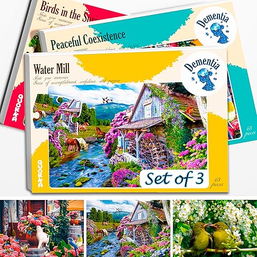 QUOKKA 63 piezas de actividades de demencia para adultos  3 juegos de rompecabezas de demencia para ancianos  Productos de regalo de piezas grandes