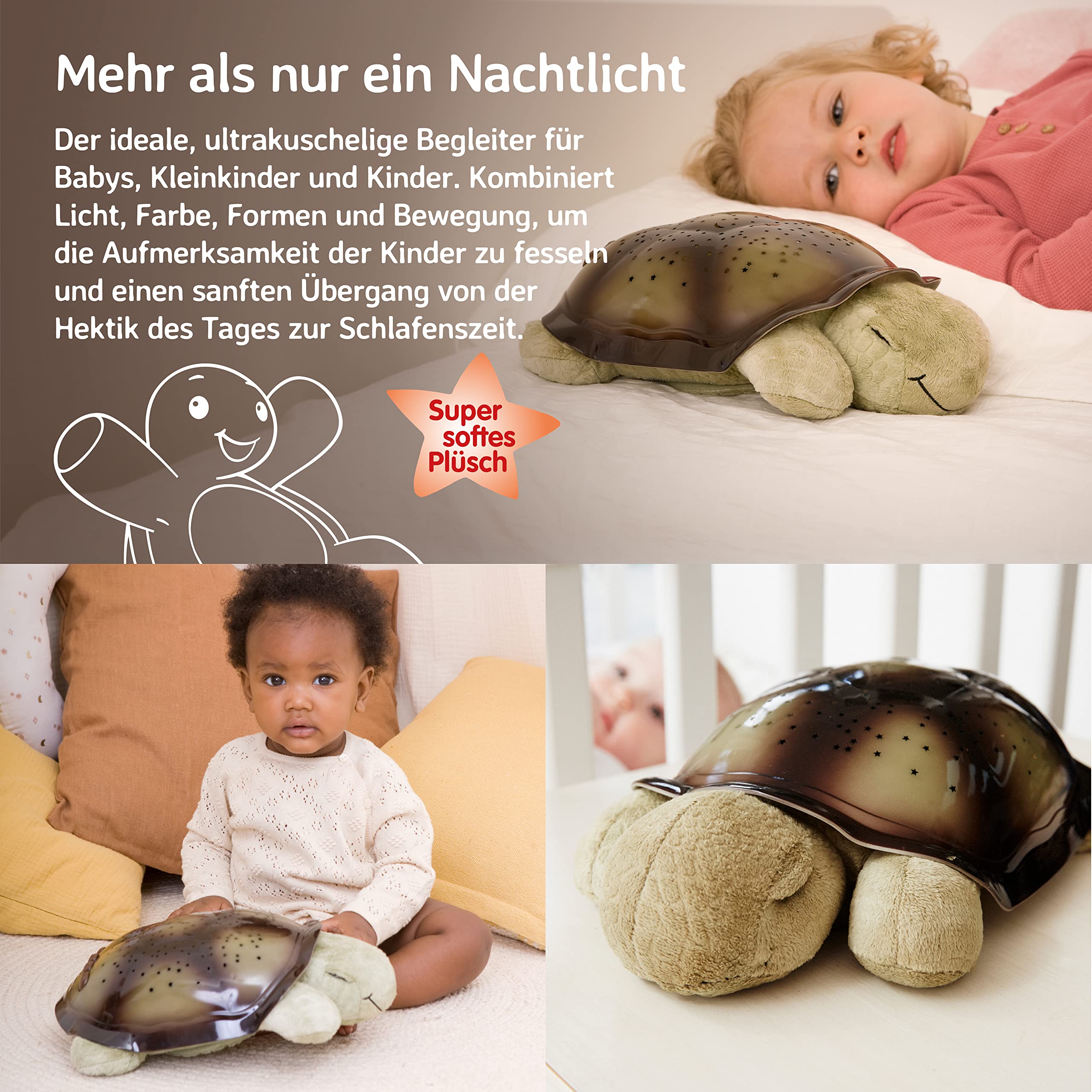 Cloud b Beruhigendes Nachtlicht Sternenprojektor | Sternenhimmel Projektor Kinder mit 3 Farben & 8 Sternbildern | Einschlafhilfe mit Auto-Off 45 Min | Schildkröte Grün