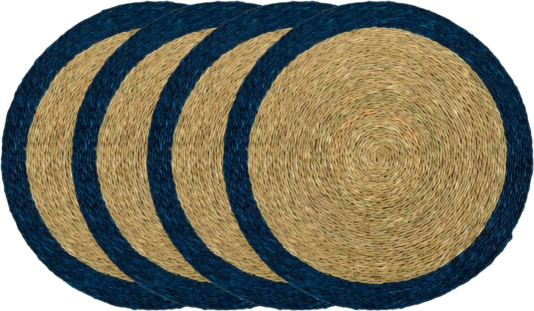 African Fair Trade Hand Woven 14-inch Round Placemats, Set of 4, Teal