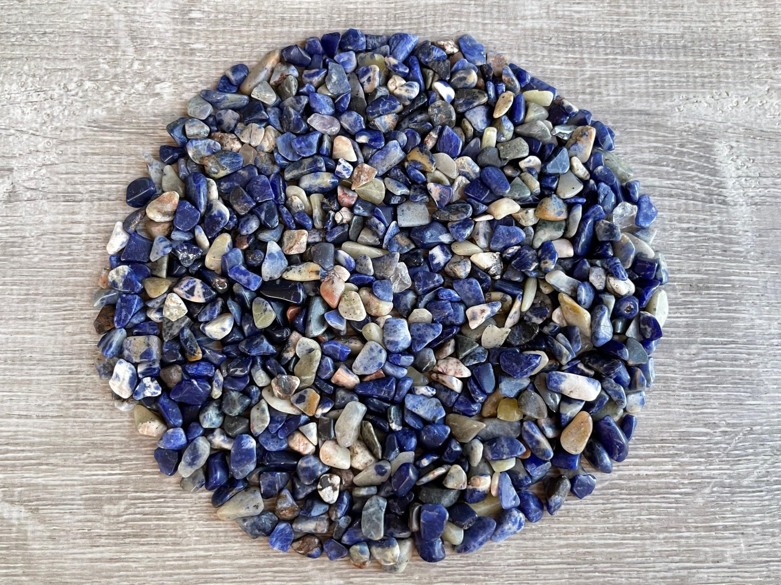 GAF TREASURES 2 oz Lot Natural Semi Sodalite Tumbled Gemstone Chips, Crushed Mini Crystals, Undrilled Crystal Chips (Sodalite)