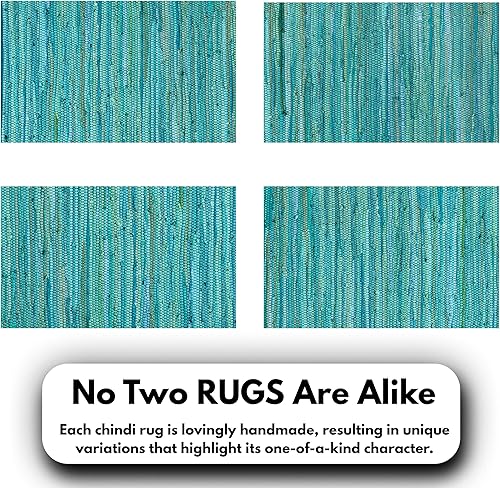Miniatura 56 de Alfombra de trapo 100% algodón de 2 x 3 pies, lavable multicolor, alfombra Chindi tejida a mano y reversible para sala de estar, cocina, entrada