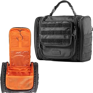 Fitdom Tactical Hanging Toiletry Bag Dopp Kit For Men & Women. Perfect For Travel & Storage for Cosmetic, Clipper, Toothbrush, Shower, Shaving & Grooming Care. Best Overnight Toiletries Organizer Case