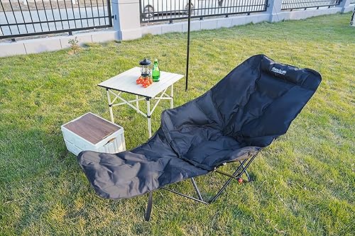 Miniatura 4 de Cuna de campamento plegable de doble propósito con reposapiés extraíble para adultos, silla de dormir ajustable fácil de montar con bolsa de