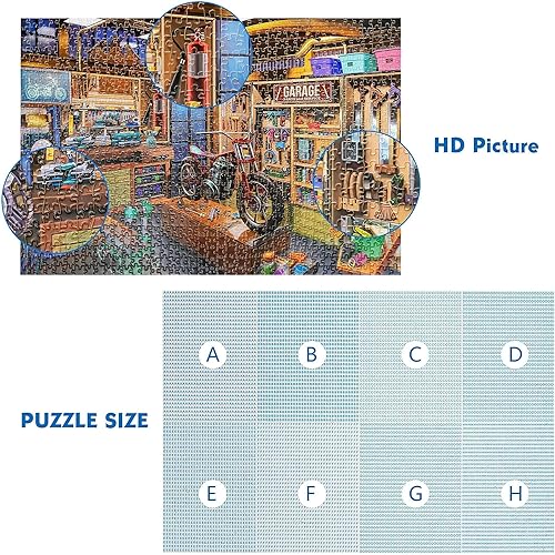 Miniatura 5 de Lavievert Tapete enrollable para rompecabezas de hasta 1500 piezas + 1000 piezas (garaje)