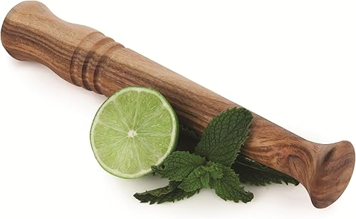 Twine Mojito Muddler de madera de acacia para cócteles con bolsa de almacenamiento de yute, accesorios de bar, mezclador de cócteles, mezclador de