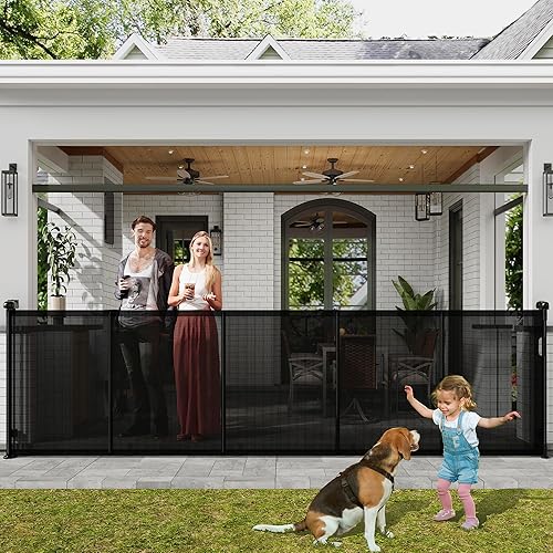 Miniatura 8 de Puertas retráctiles para bebés de 200 pulgadas extra anchas para gran apertura, puerta retráctil extra alta de 41 pulgadas para perros, puertas