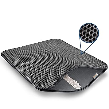 PAWBEE Cat Litter Mat - 30? X 24? Honeycomb Design Litter Mat - Double-Layer Cat Mat Litter Rug - Non Slip Large Litter Box Mat - Easy Clean Litter Trapping Mat - Waterproof & Washable Litter Trapper