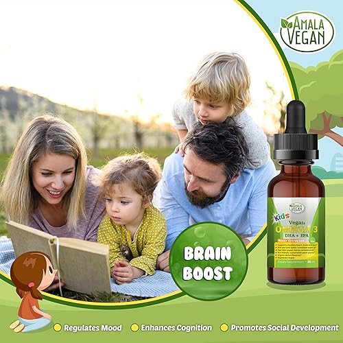 Miniatura 4 de Omega 3 para niños - Limón orgánico, vegano, suplemento líquido - Aceite de pescado para niños con ácidos grasos DHA, EPA, DPA - Aceite de algas a