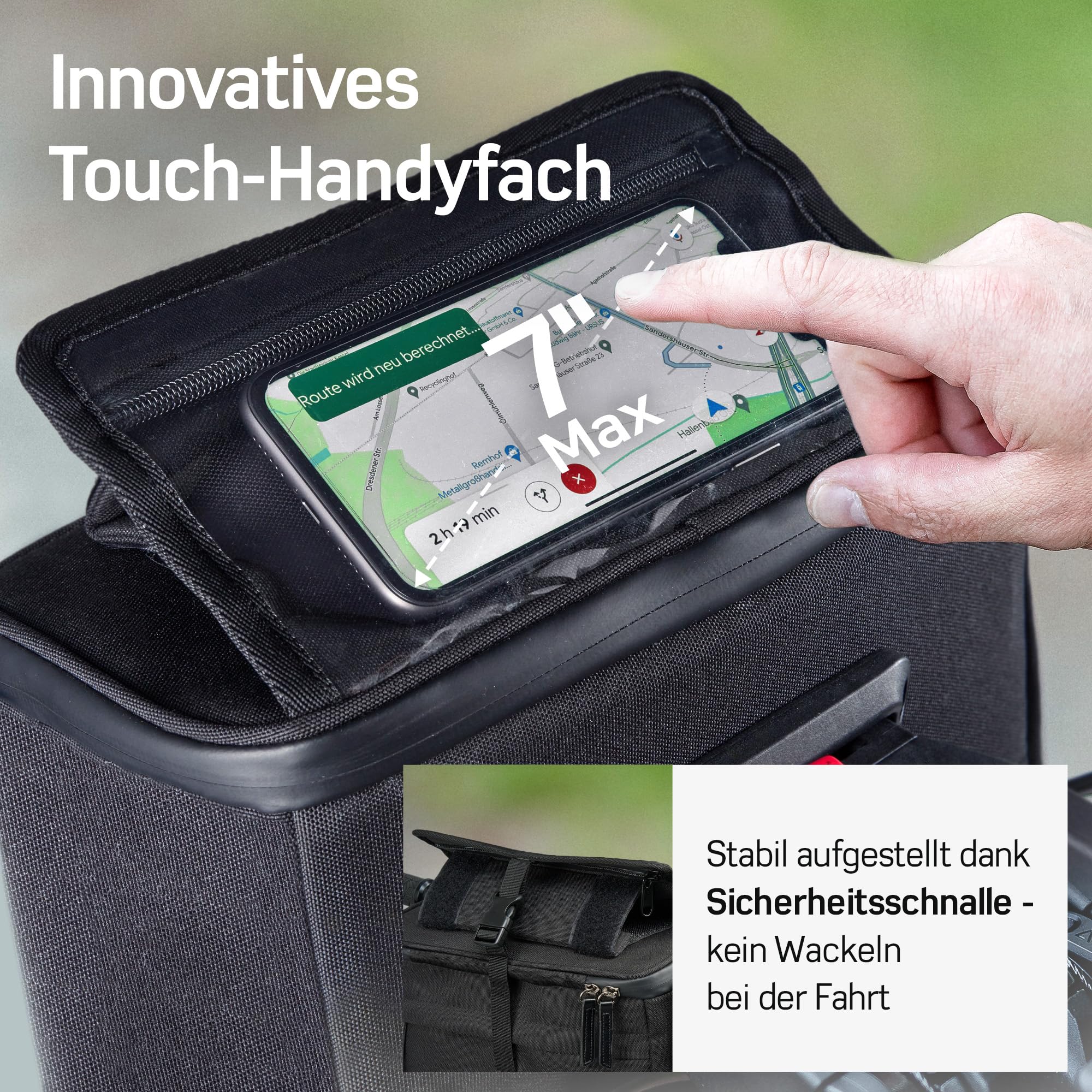 Borgen KLICKfix Lenkertasche Smartphone - Wasserabweisende und geräumige Fahrradlenkertasche 6 L - Fahrradtasche Lenker ebike - Fahrrad Lenkertasche Handy