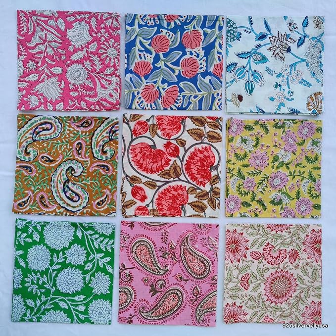 INDIANHANDICRAFTS 10 Servilletas Algodón Estampado 40x40 cm miniatura 4