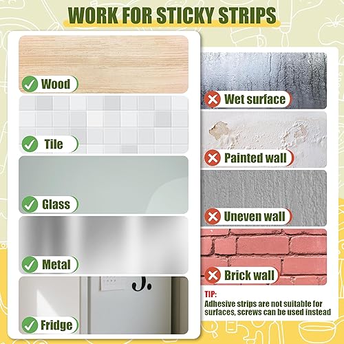 Miniatura 9 de MyLifeUNIT Soporte para popote para puerta de gabinete, dispensador de paja de metal, organizador de pared con cinta adhesiva de doble cara,