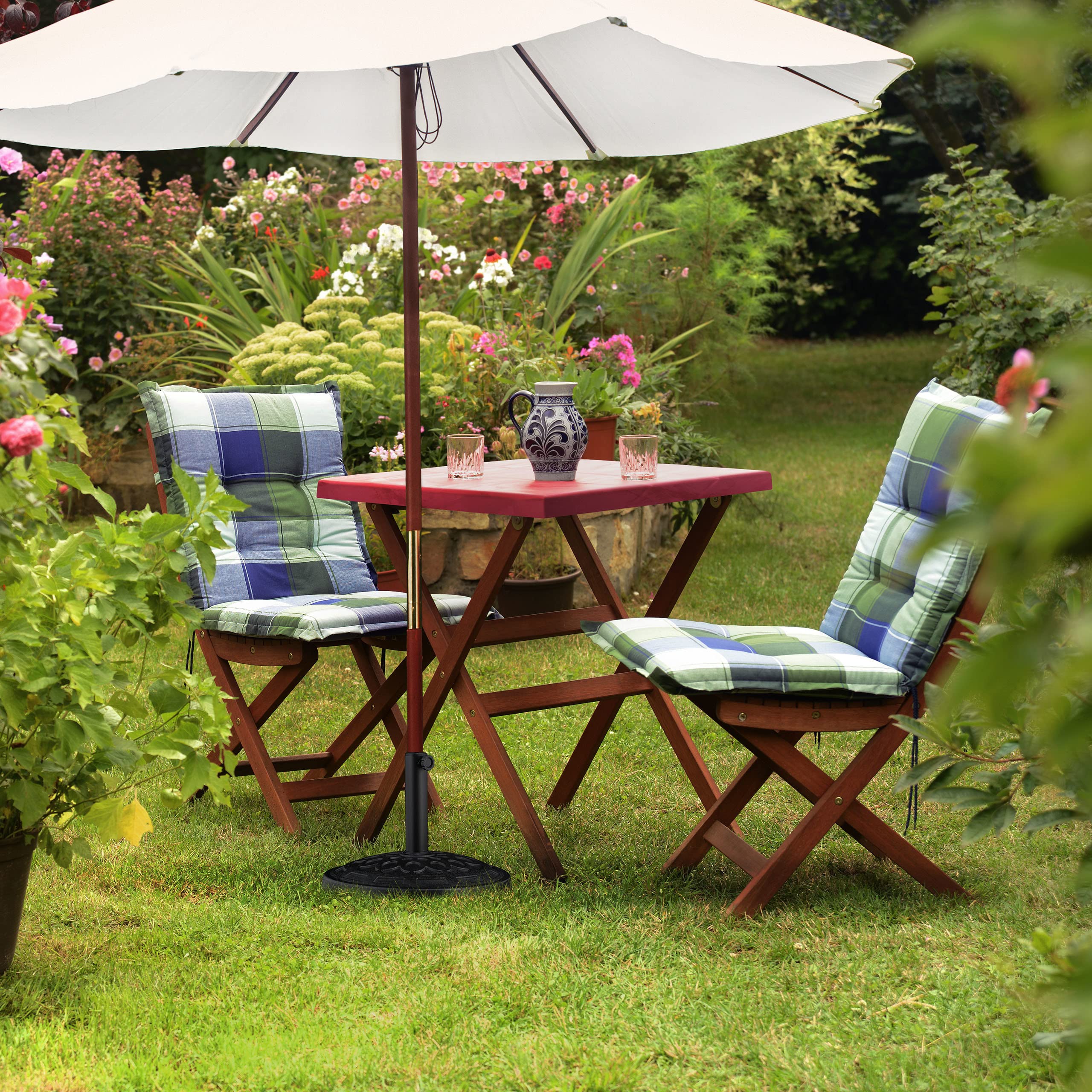 Relaxdays Base per Ombrellone, per Aste da 38-48 mm, Basamento per Parasole, per Giardino, Terrazza e Balcone, Nero