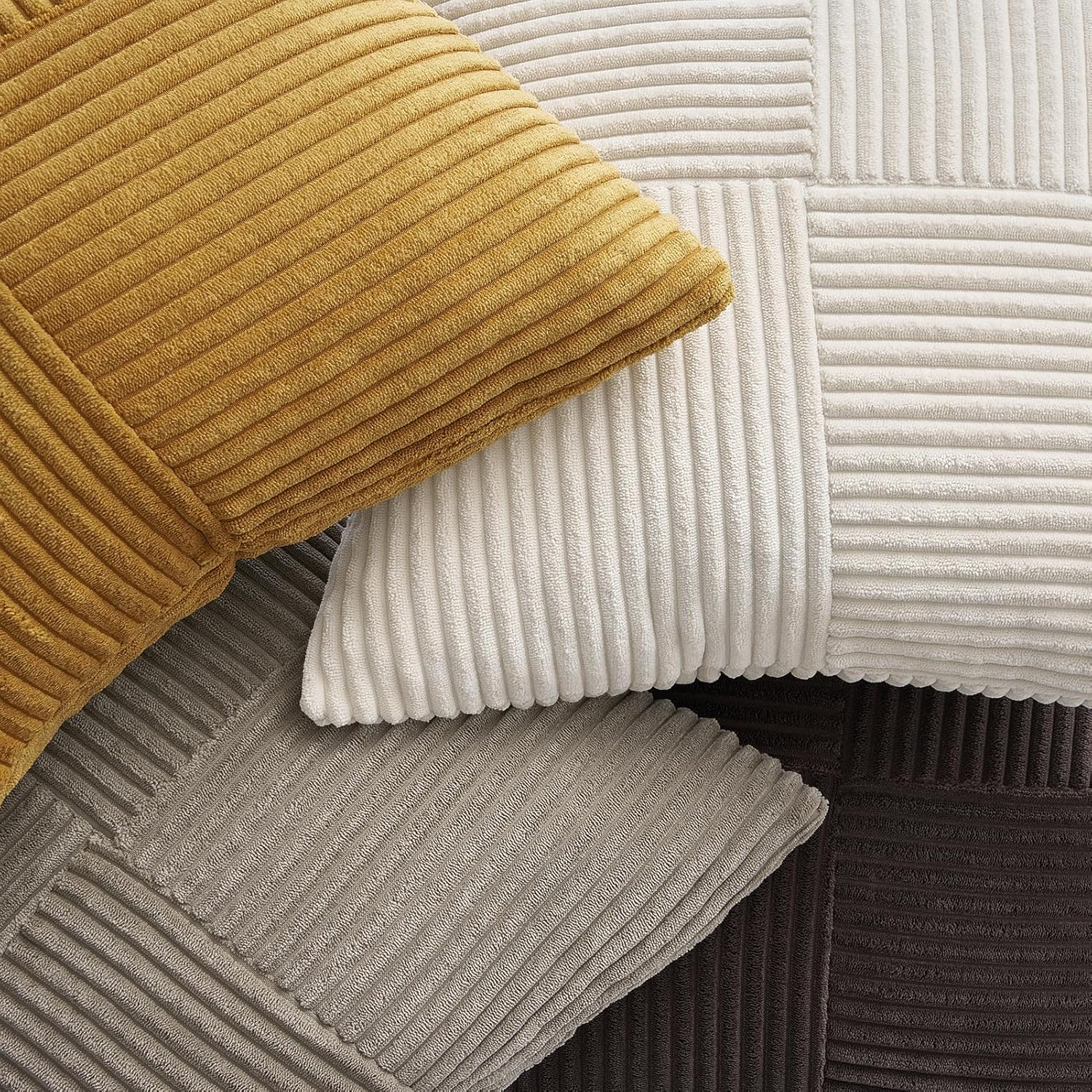 Topfinel Gold Brown Vintage Throw Pillow Covers Set of 4,Rustic Warm Velvet Gold Brown Cushion Covers with Corduroy,Soft Accent Pillowcases for Couch,Bed,Living Room Home Decor 18×18 Inch - Image 5