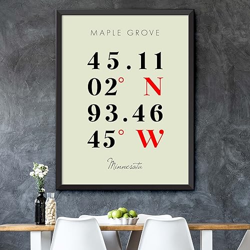 Miniatura 5 de Mapa de Maple Grove, Minnesota, Coordenadas multilíneas de colores (16x20)