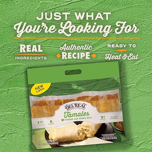 Vista 3 de Del Real Foods Tamales de queso y chile verde, 24 onzas